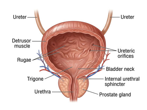 Human bladder anatomy diagram labeled