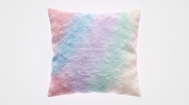 colorful cushion decorative fuzzy multicolor pillow plush square throw tiedye velvety vibrant cozy home interior decor fashion style textile pattern design accent room living