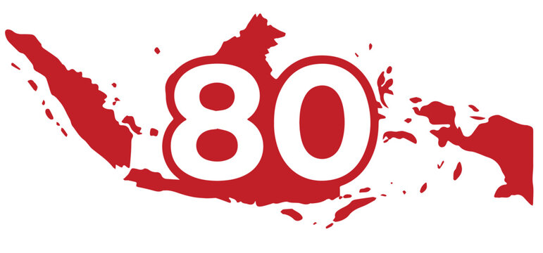80th Indonesia Independence Day Logo with Map of Archipelago