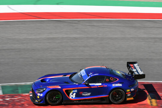 Scarperia, Italy - 11July th 2025: Mercedes AMG GT3 of team AKM MOTORSPORT drive by Scholze - Cairoli in action during Italian Championship GT Endurance event at Mugello Circuit.