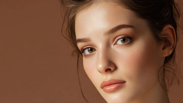 Young model with glowing skin and striking eyes