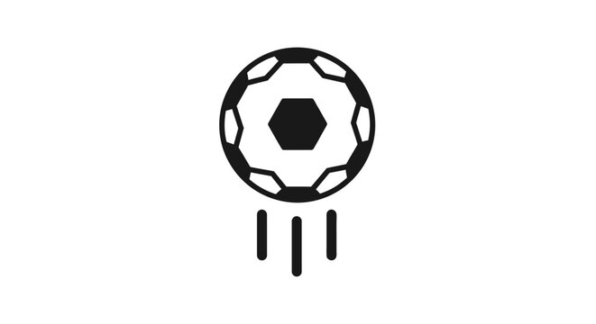 Dynamic Soccer Ball Icon with Upward Motion Lines on Isolated White Background