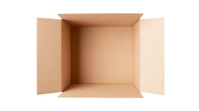 Open cardboard box with flaps extended
