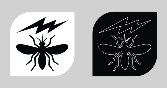 Mosquito insect with lightning flash vector icon mosquito lightning parasite minimalist creature epidemic outbreak prevention outdoors