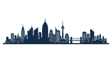 Obraz premium Modern City Skyline Silhouette - Business District Buildings and Architecture Vector