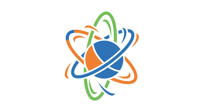 Colorful abstract atom logo design.