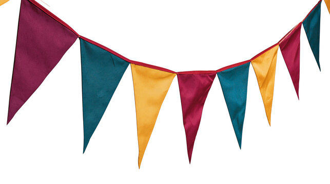 Multi-colored triangular bunting flags on a string