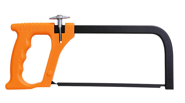 Orange plastic handle hacksaw with black metal frame
