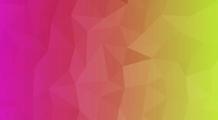 Fototapeta premium Low poly geometric background, with gradient transition, from magenta to, lime green, triangular, mesh pattern