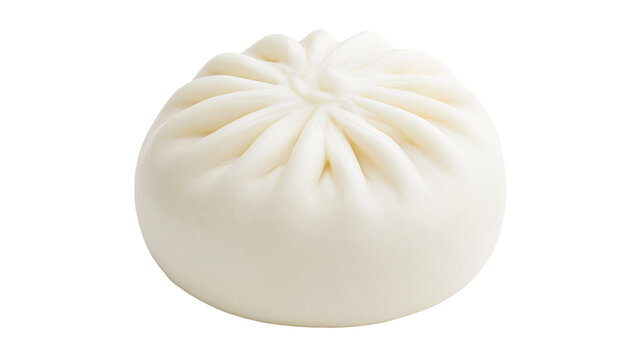 Steamed white bao bun with pleated top