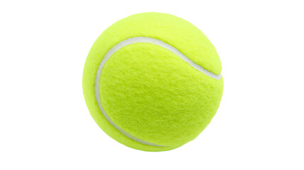 Bright yellow tennis ball with white curved seam