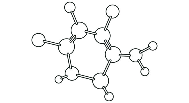 Benzene ring molecular structure black line drawing on a white background