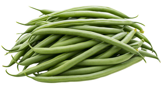 Heap of fresh green string beans with tapered ends