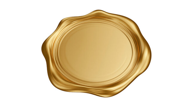 Golden wax seal with rippled edge and blank center
