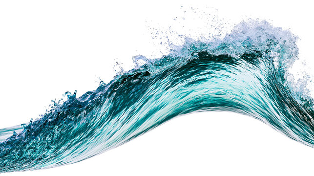 Turquoise ocean wave cresting with white foam and spray
