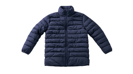 Navy blue quilted puffer jacket with high collar © Patricia