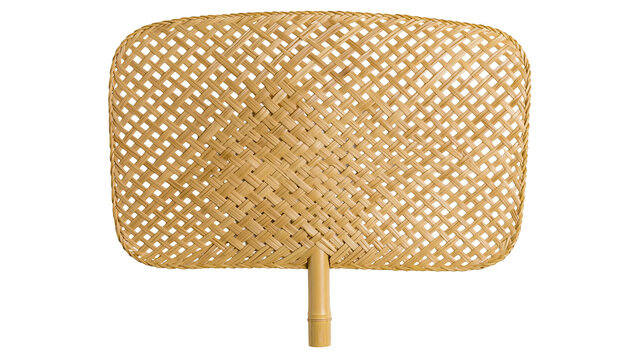 Woven bamboo fan with handle