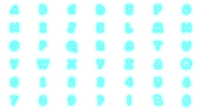 Vibrant retro wave typeset collection. magenta pink neon letters, glowing character symbols. for 80s synthwave poster display, modern virtual metaverse layout. cut out transparent render png.