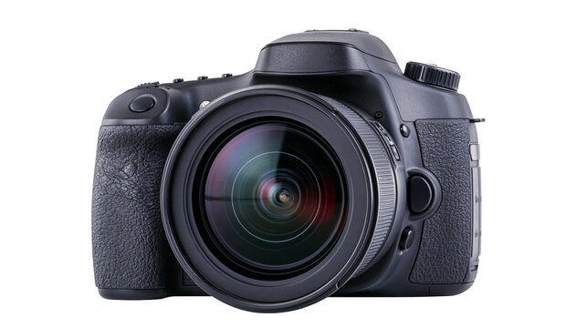 Black DSLR camera with wide-angle lens