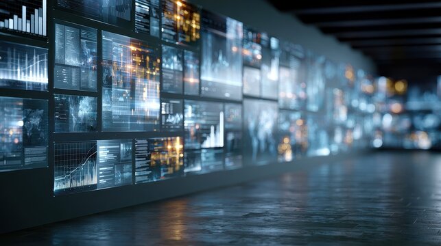 Economic intelligence predictive insights business forecasting market analysis decision optimization selective focus enterprise analytics theme vibrant Composite holographic analytics wall backdrop.