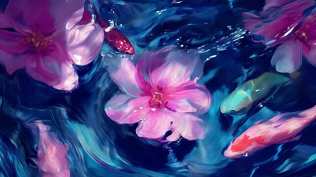 Pink jellyfish floating in deep blue ocean water with light rays
