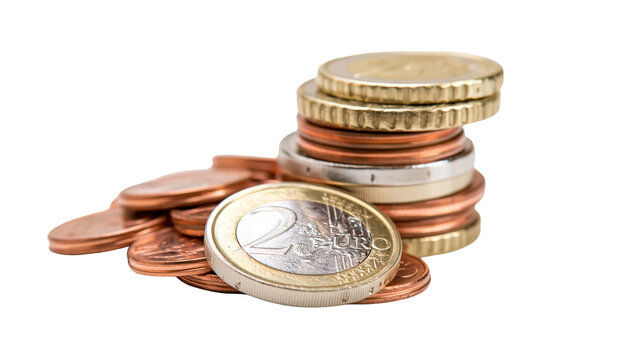 Stack of Euro Coins with Copper and Silver Tones