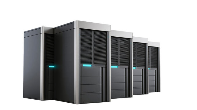 Server racks with blue LED lights