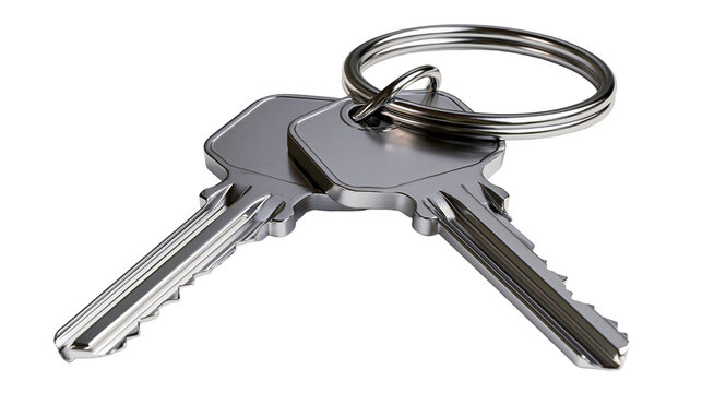 Two silver metal keys on a ring