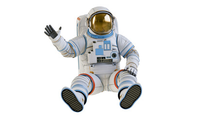 Astronaut sitting with hand raised in greeting © Pablo