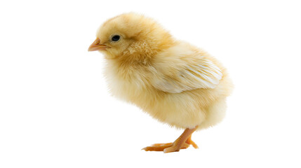Fluffy yellow chick standing on white © Pablo