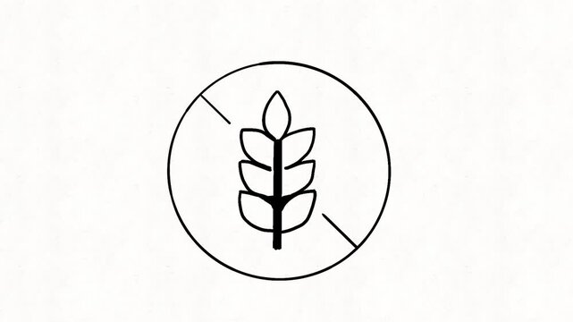 
Gluten Free Wheat Icon Hand Drawn Food Allergy Symbol Animation on White Background