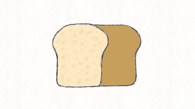 
Bread Slice Loaf Hand Drawn Bakery Sketch Animation on White Background