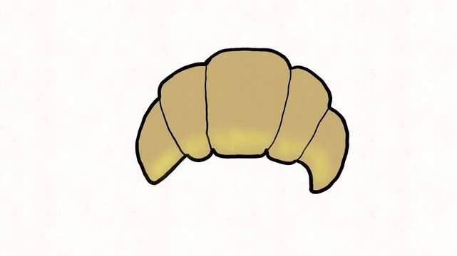 
Croissant Hand Drawn Doodle Animation, French Pastry Illustration