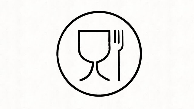 
Food Safe Symbol Hand Drawn Doodle Animation, Food Contact Icon