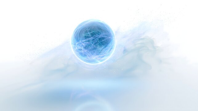 Futuristic technology background Energy sphere object with blue smoke splash
