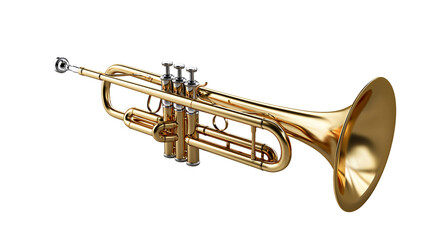 Obraz premium Shiny brass trumpet with valves and bell