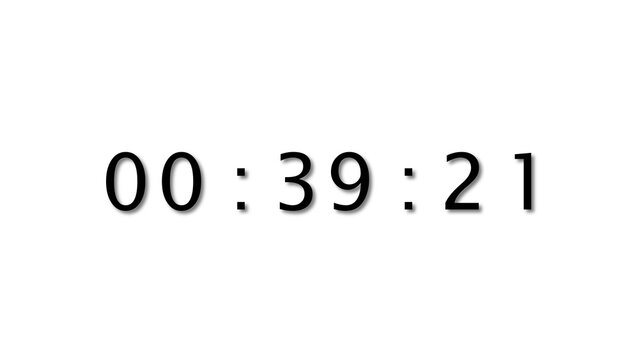 Minimalist digital counter displaying thirty nine minutes and twenty one seconds exactly.