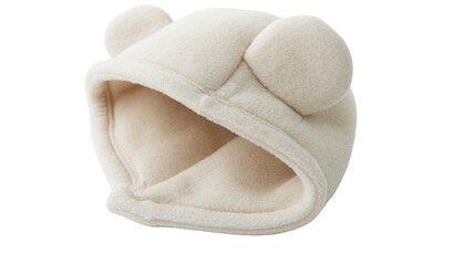 Creamy beige fleece baby hat with bear ears © Paula
