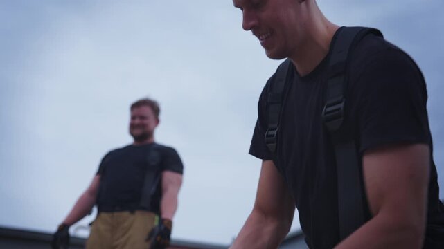 Firefighters Repacking Hose After Emergency Response
