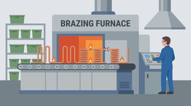 Industrial Brazing Furnace Joining Copper Refrigeration Components