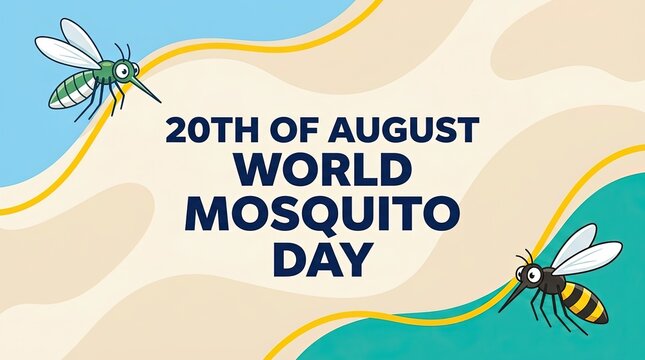 World Mosquito Day illustration with flying mosquitoes