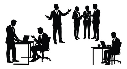 Fototapeta premium Businesspeople Silhouette Collection On White Background businessperson