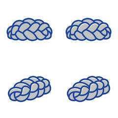 Fototapeta premium four pixel art braided elements in grey and blue, simple pattern design for digital applications