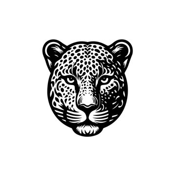 Black and white leopard head illustration