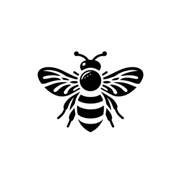 Black bee icon with wings
