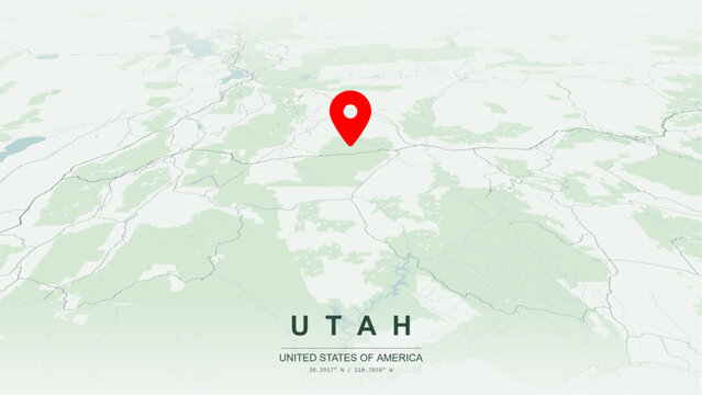 Modern minimalist vector map of Utah. High-quality scalable illustration of Utah state geographic boundaries, Salt Lake City metropolitan grid for posters design.
