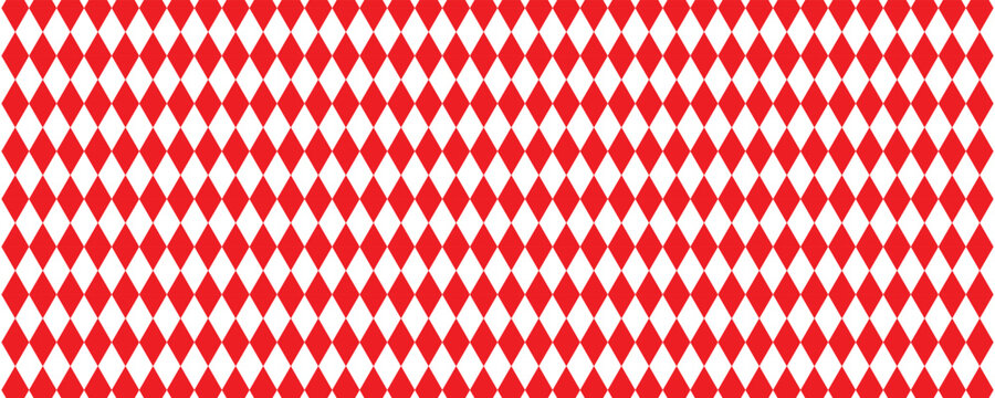 Abstract seamless geometric diamonds red and white pattern. Red and white halftone rhomboid gradient. Geometric diamond halftone. Diamonds checkered texture. Vector illustrator.