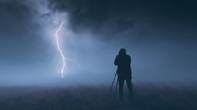 Capture Moody Silhouette of a Storm with Dramatic Lightning at Night - Stunning Weather and Nature Photography