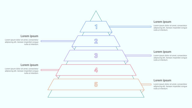 5 Step Outline Pyramid Infographic Template with Callout Labels