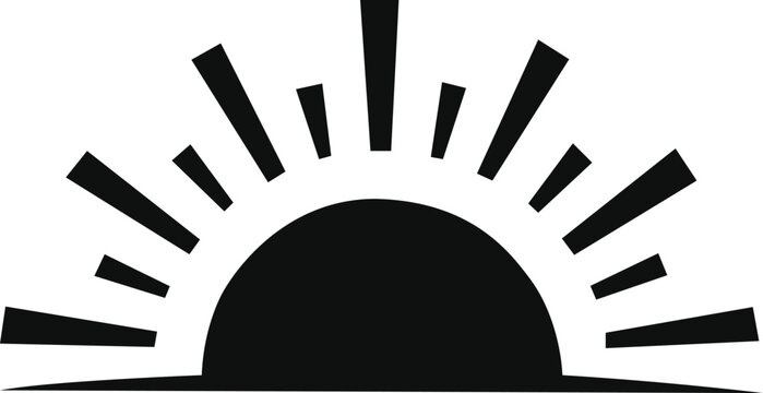 Black sun sunrise half circle flat vector icon
